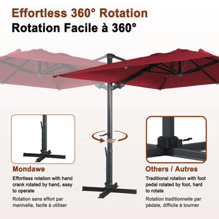 Square Cantilever Patio Umbrella with 90° Tilt, Optional LED/Bluetooth, 4 Colors