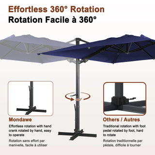 Square Cantilever Patio Umbrella with 90° Tilt, Optional LED/Bluetooth, 4 Colors