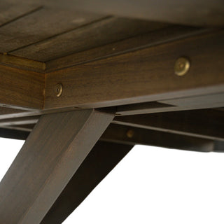 Gray Round Acacia Wood Dining Outdoor Patio Table with X-Base