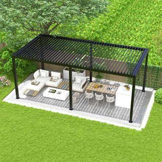 10x13FT / 10x19FT Louvered Pergola with Aluminum Frame and Adjustable Steel or Aluminum Louvers
