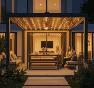 Aluminum Pergola Gazebo with Adjustable Louvered Roof & LED