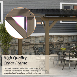 AeroEave Outdoor Cedar Wooden Hardtop Gazebo with Pitched Galvanized Steel Roof