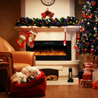 30/36/42/50/60-Inch Recessed Ultra Thin Electric Fireplace Heater with Glass Appearance