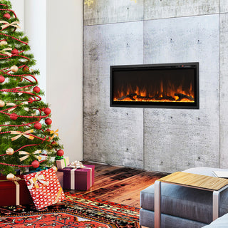 Electric Fireplace in-Wall Recessed with Remote Control and Adjustable Color and Brightness