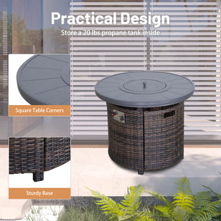 25 H x 32 W Aluminum Outdoor Fire Pit Table Set with Lid – Rust-Resistant Powder-Coated Frame, Perfect for Patio, Deck & Backyard Heating