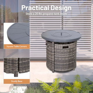 25 H x 32 W Aluminum Outdoor Fire Pit Table Set with Lid – Rust-Resistant Powder-Coated Frame, Perfect for Patio, Deck & Backyard Heating