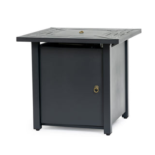 30" Propane Gas Fire Pit Table, 50000 BTU Square Steel Fire Pit for Outside Patio Deck Garden Backyard-Black