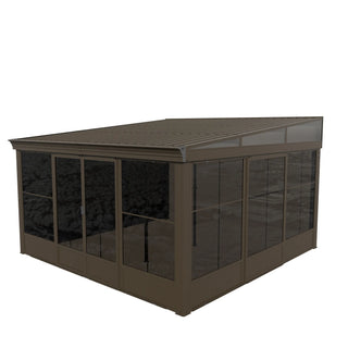 12x14 FT All-Season Patio Sunroom with Side Door, Aluminum Frame Enclosed Outdoor Room for Backyard and Garden