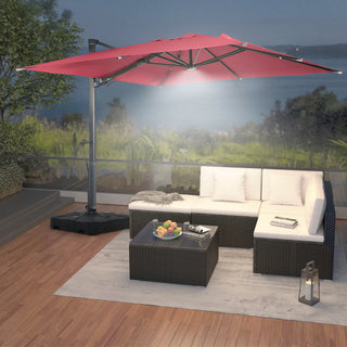 Square Cantilever Patio Umbrella with 90° Tilt, Optional LED/Bluetooth, 4 Colors