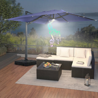 Square Cantilever Patio Umbrella with 90° Tilt, Optional LED/Bluetooth, 4 Colors