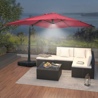 Square Cantilever Patio Umbrella with 90° Tilt, Optional LED/Bluetooth, 4 Colors