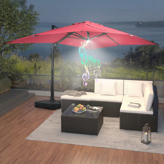 Square Cantilever Patio Umbrella with 90° Tilt, Optional LED/Bluetooth, 4 Colors