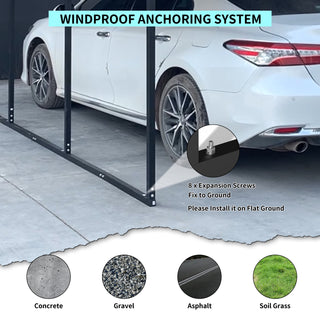 Metal Carport Heavy Duty with Galvanized Steel Roof, Outdoor Garage Car Shelter Shade for 2 Cars, Boats and Truck