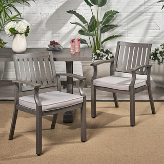 Modern Aluminum Gray Outdoor Dining Chairs with Cushions (Set of 2)