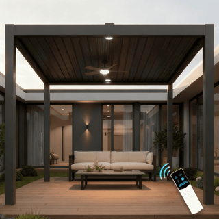 Aluminum Pergola Gazebo with Adjustable Louvered Roof & LED