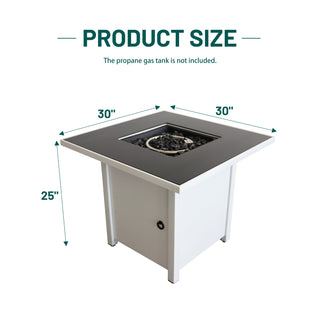 30in White Steel Propane & Natural Gas Fire Pit Table Set – Durable Powder-Coated Finish with Lid, Ideal for Patio, Deck & Backyard Heating