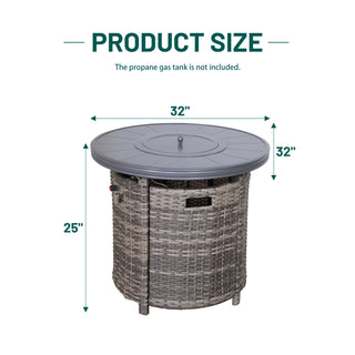 25 H x 32 W Aluminum Outdoor Fire Pit Table Set with Lid – Rust-Resistant Powder-Coated Frame, Perfect for Patio, Deck & Backyard Heating