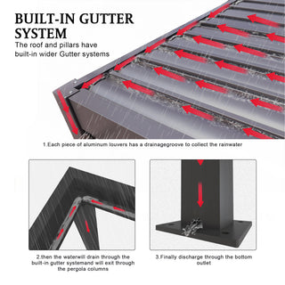 10x13FT / 10x19FT Louvered Pergola with Aluminum Frame and Adjustable Steel or Aluminum Louvers