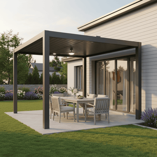 Aluminum Pergola Gazebo with Adjustable Louvered Roof & LED