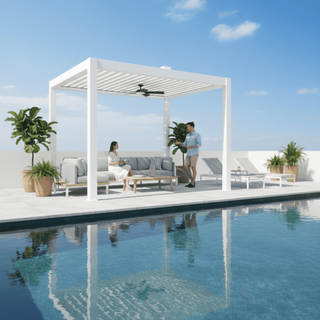 Aluminum Pergola Gazebo with Adjustable Louvered Roof & LED