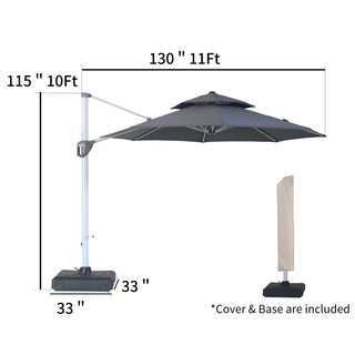 Square Cantilever Patio Umbrella with 5 Adjustable Angles