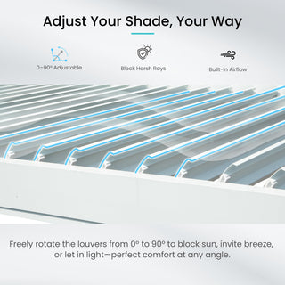 10x12/10x10 FT Outdoor Louvered Pergola with Adjustable Louvers-Brown/Gray/White