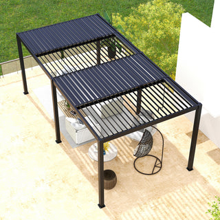 10x13FT / 10x19FT Louvered Pergola with Aluminum Frame and Adjustable Steel or Aluminum Louvers