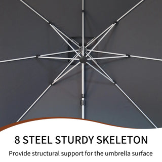 Square Cantilever Patio Umbrella with 5 Adjustable Angles