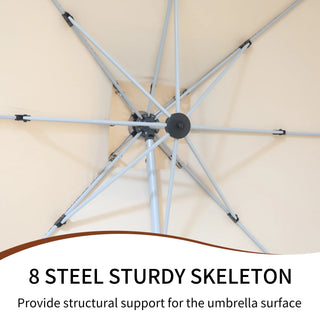 Square Cantilever Patio Umbrella with 5 Adjustable Angles