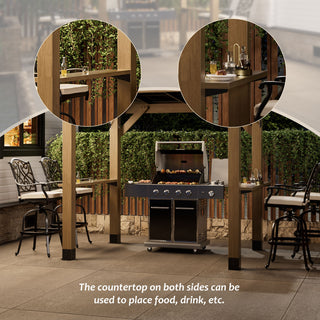 AeroEave Outdoor Cedar Wooden Hardtop Gazebo with Pitched Galvanized Steel Roof