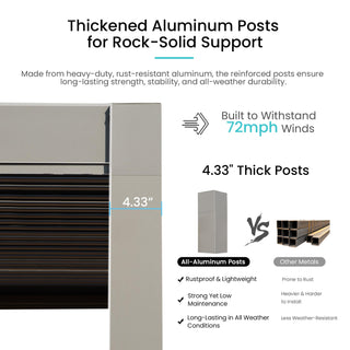 10x12/10x10 FT Outdoor Louvered Pergola with Adjustable Louvers-Brown/Gray/White