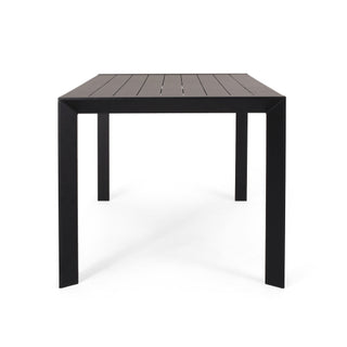 7-Piece Outdoor Modern Black Metal Table & Stackable Chairs - Polypropylene