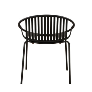 7-Piece Outdoor Modern Black Metal Table & Stackable Chairs - Polypropylene