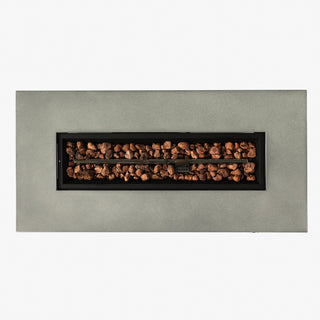 42" Propane Gas Fire Pit Table 2-Pieces, 50000 BTU Rectangular Steel Fire Pit with Glass Wind Guard for Outside Patio Deck Garden Courtyard -Light Gray