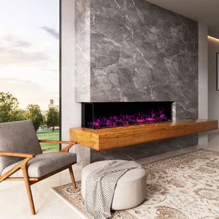 Panoramic 3-Sided Multi-Color LED Flame Wall-Mounted & Recessed Electric Fireplace