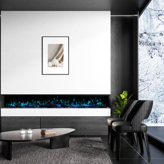 Panoramic 3-Sided Multi-Color LED Flame Wall-Mounted & Recessed Electric Fireplace