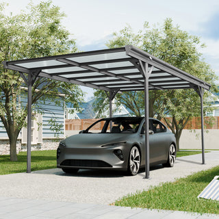 Outdoor Carport, 16X10 FT Carport with Aluminum alloy frame and Polycarbonate Panels for Outdoor Driveway Car, Truck