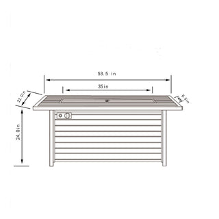 54" Propane Gas Fire Pit Table, 50000 BTU Rectangular Steel Fire Pit with Imitation Wood Grain Finish for Outside Patio Deck Garden Courtyard-Light Beige