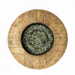 30" Propane Gas Fire Pit Table, 50000 BTU Round Steel Fire Pit with Imitation Wood Grain Finish for Outside Patio Deck Garden Backyard- Black