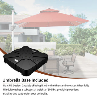 Square Cantilever Patio Umbrella with 5 Adjustable Angles