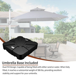 Square Cantilever Patio Umbrella with 5 Adjustable Angles