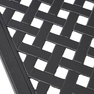 Modern Matte BlackOutdoor Aluminum Dining Table with Woven Accents, Durable & Weather-Resistant