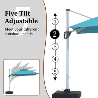 Square Cantilever Patio Umbrella with 5 Adjustable Angles