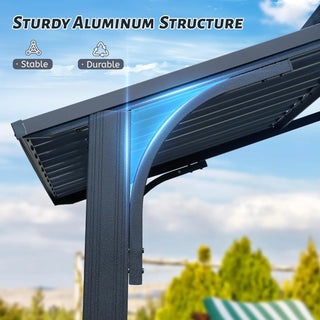 Hardtop Grill Outdoor BBQ Gazebo with 2 Side Shelves and Sloping Galvanized Steel Roof, Metal Permanent Grill Canopy with Ceiling Hooks