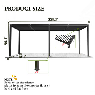 10x13FT / 10x19FT Louvered Pergola with Aluminum Frame and Adjustable Steel or Aluminum Louvers