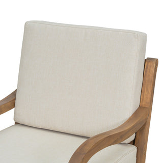 Natural Finish & Beige Fabric Outdoor Acacia Wood Patio Chair with Cushions –  Luxe Wooden Club Style