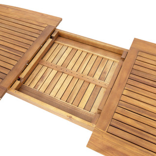 7-Piece Expandable Outdoor Dining Set – Acacia Wood Table & Rope Back Chairs