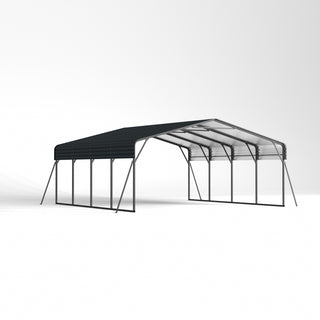 Metal Carport Heavy Duty with Galvanized Steel Roof, Outdoor Garage Car Shelter Shade for 2 Cars, Boats and Truck