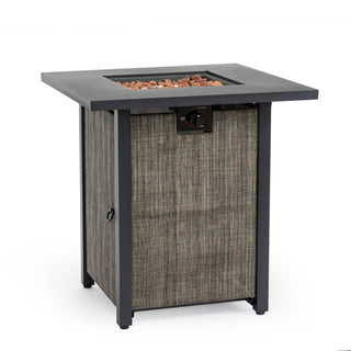28" Propane Gas Fire Pit Table, 50000 BTU Square Steel Fire Pit for Outside Patio Deck Garden Courtyard -Black