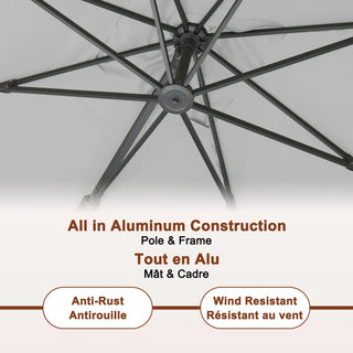 Square Cantilever Patio Umbrella with 90° Tilt, Optional LED/Bluetooth, 4 Colors